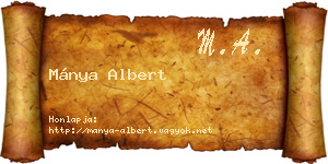 Mánya Albert névjegykártya